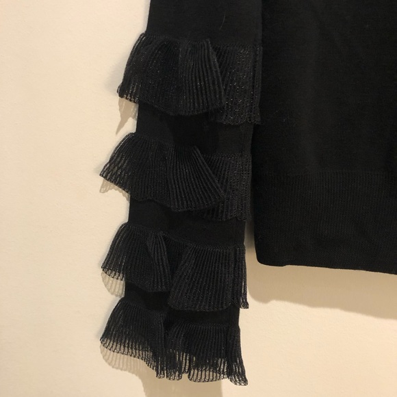 Derek Lam 10 Crosby Black Ruffle Sleeve Sweater - Picture 5 of 8